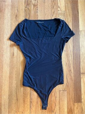 Abercrombie & Fitch Black Square-Neck Short Sleeve Bodysuit